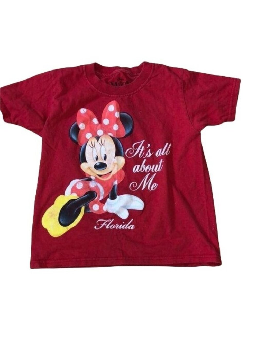 Disney Minnie Mouse Red T-Shirt Kids Size 4T Its All About Me Florida Graphic Te